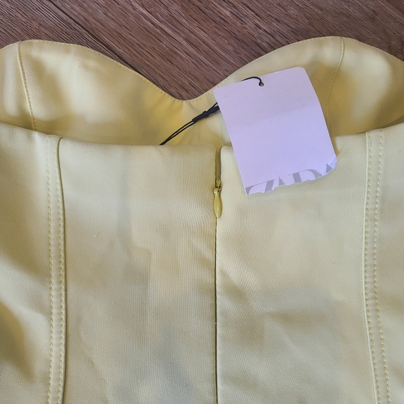 NWT Zara Yellow Strapless Mini Dress with cut outs sz small - Picture 8 of 8